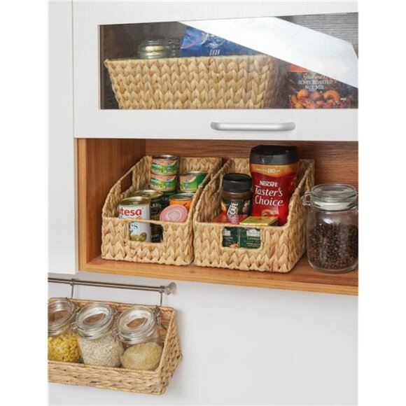 Pantry Baskets for Organizing, Wicker Baskets with Built-in Handles, Handwoven - Picture 2 of 7